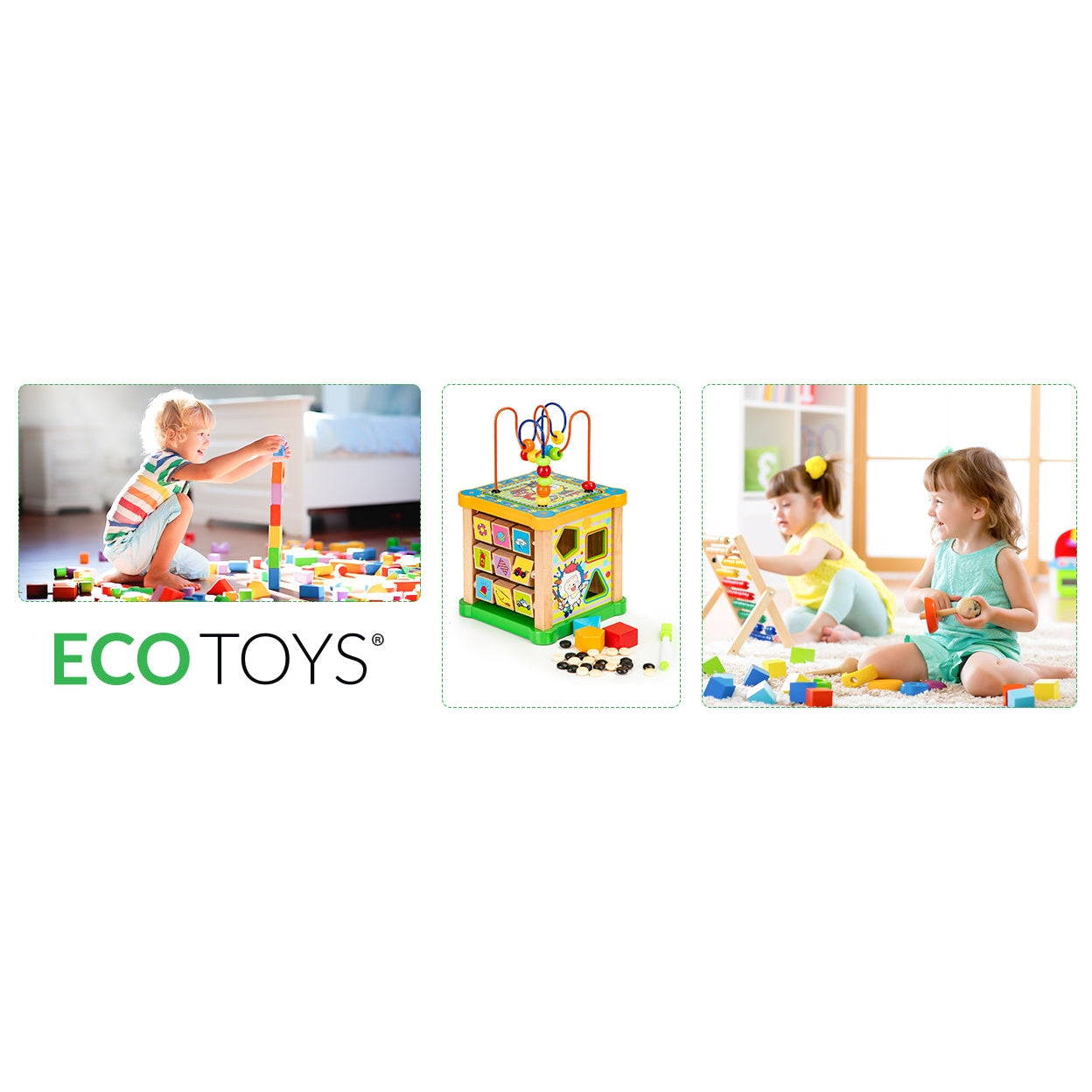 Koka šķirotājs izglītības kubs + dēlis mula Ecotoys 