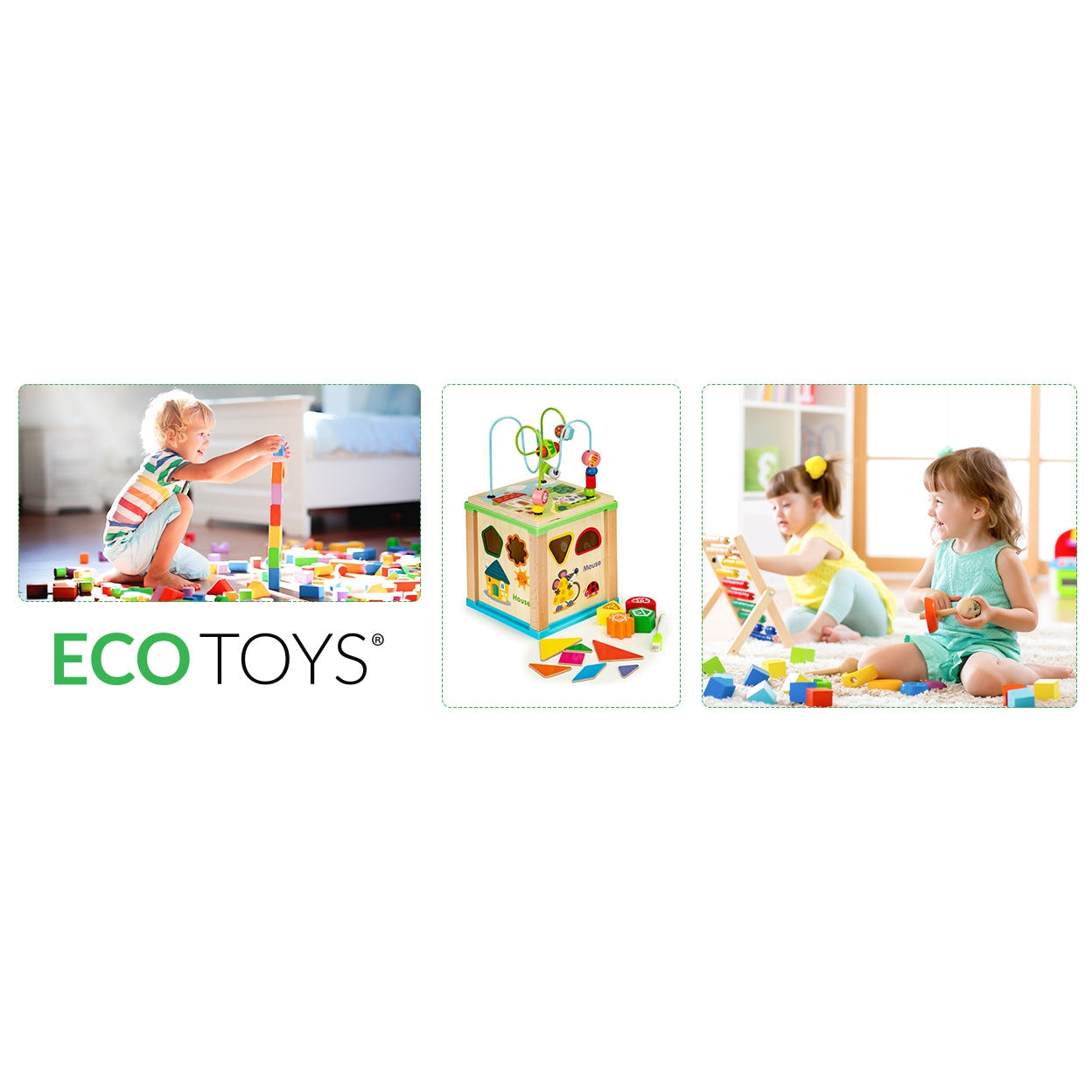 Koka šķirotājs izglītības kubs + dēļu šķirotājs Ecotoys, 